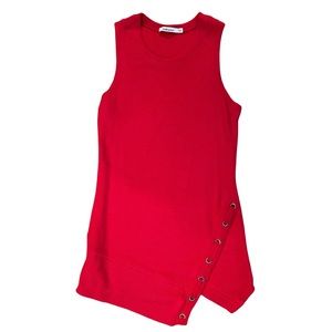 Red Haute Top Red Tank Lace Up Asymmetrical